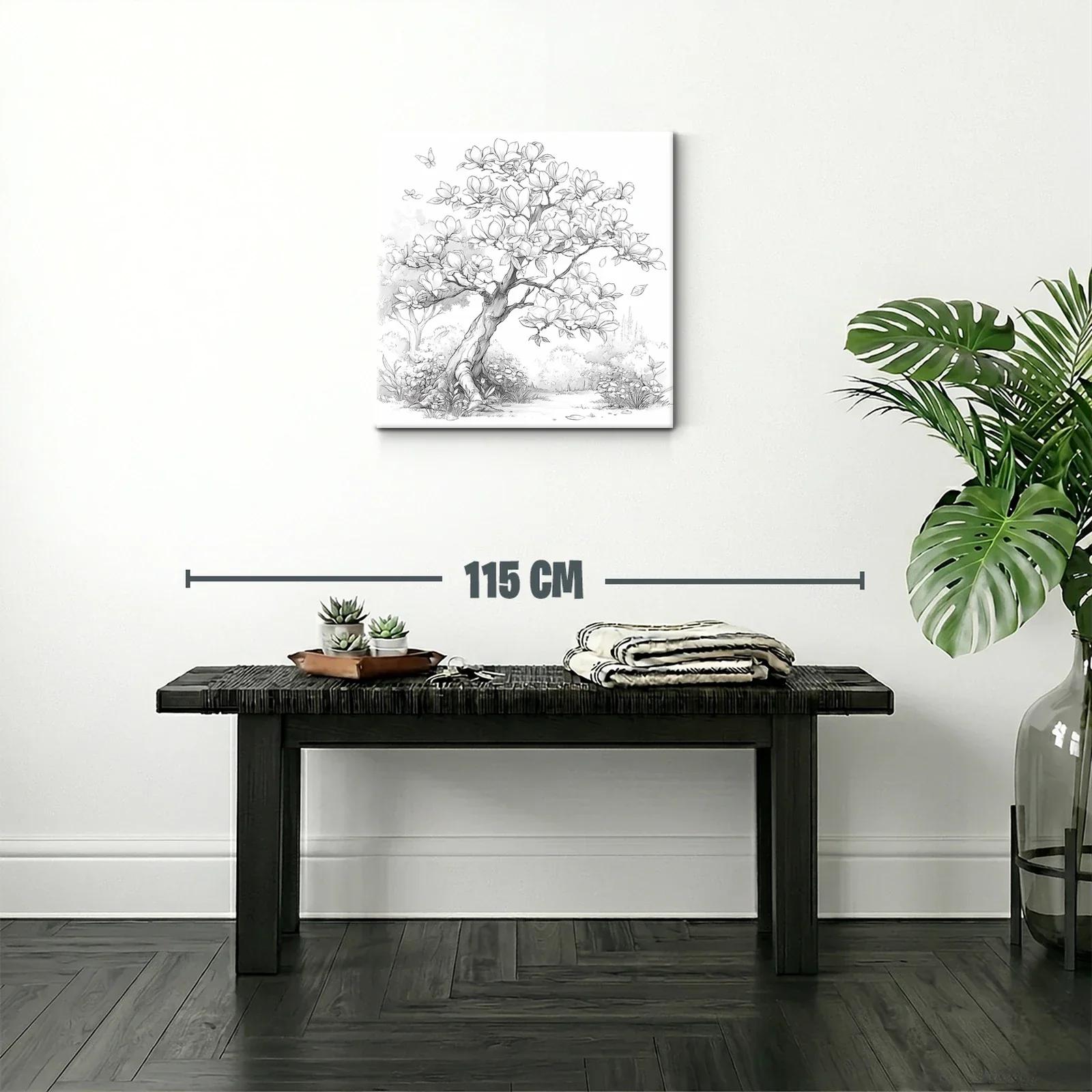 Árbol de magnolia en dibujo delicado y natural — miniatura 2