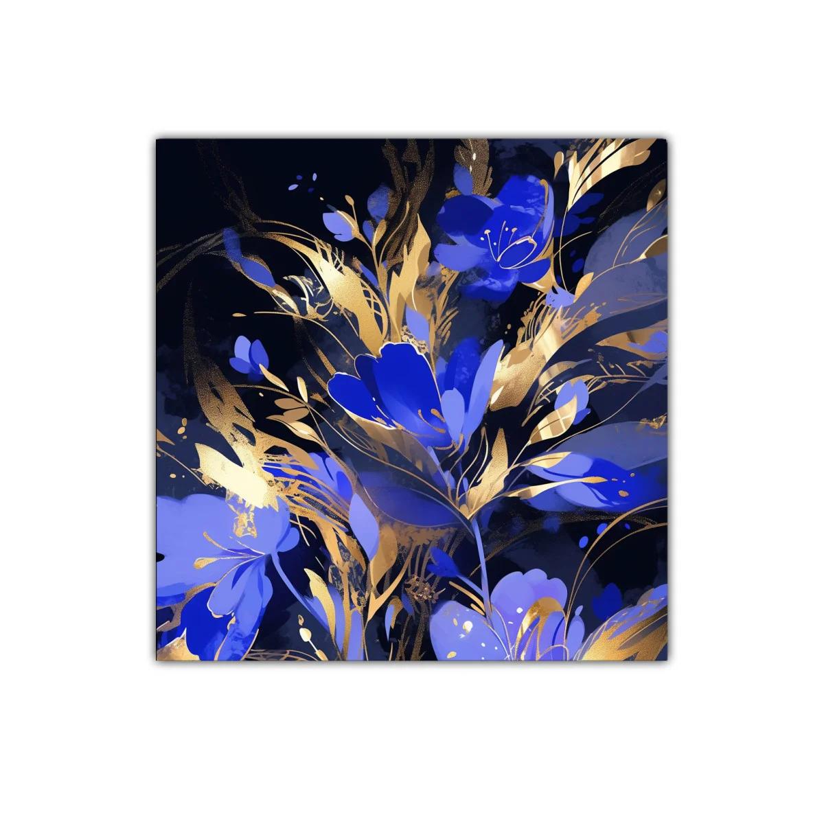 Elegancia floral en tonos azules y dorados vibrantes — imagen principal