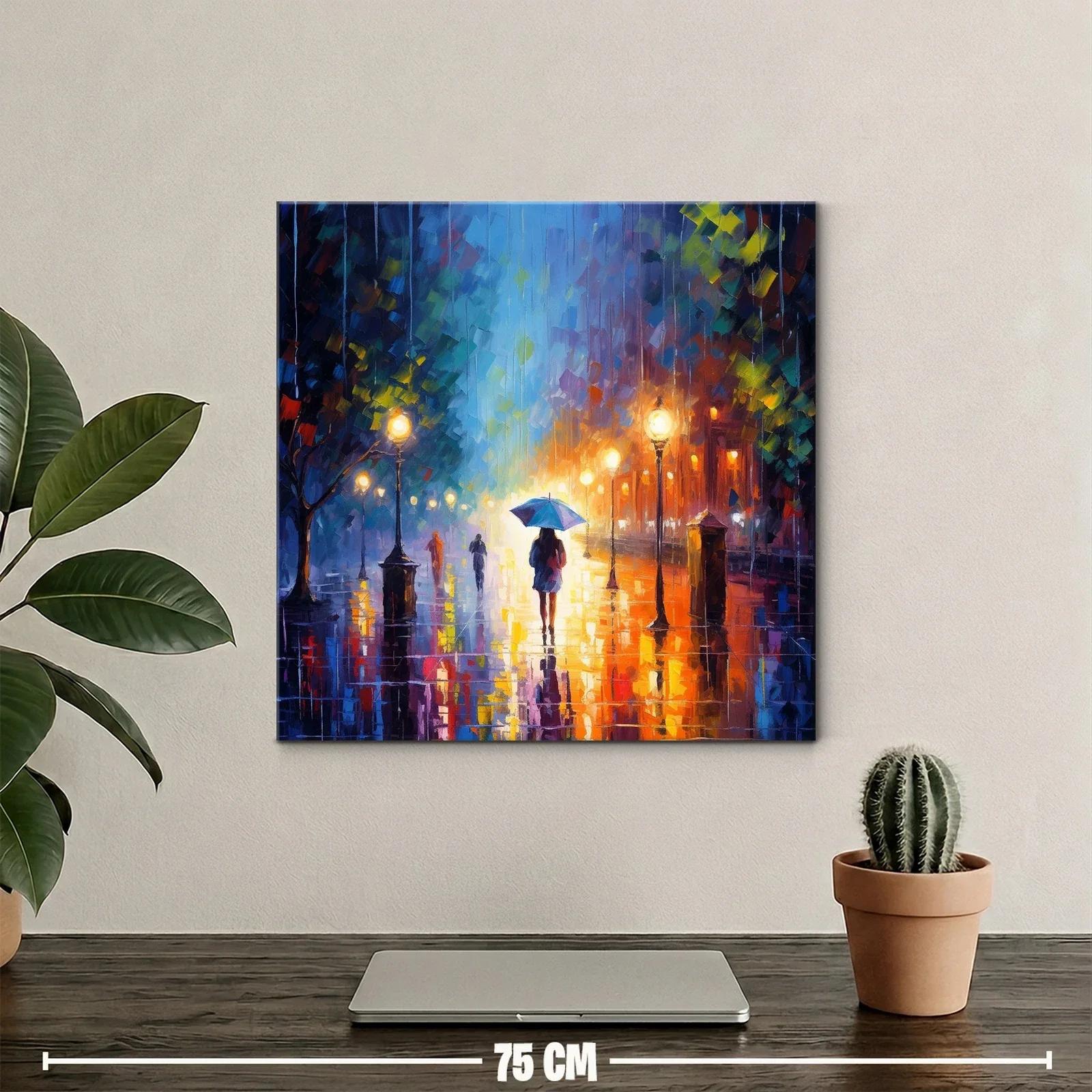 Camino urbano nocturno con luces y lluvia vibrante — miniatura 2