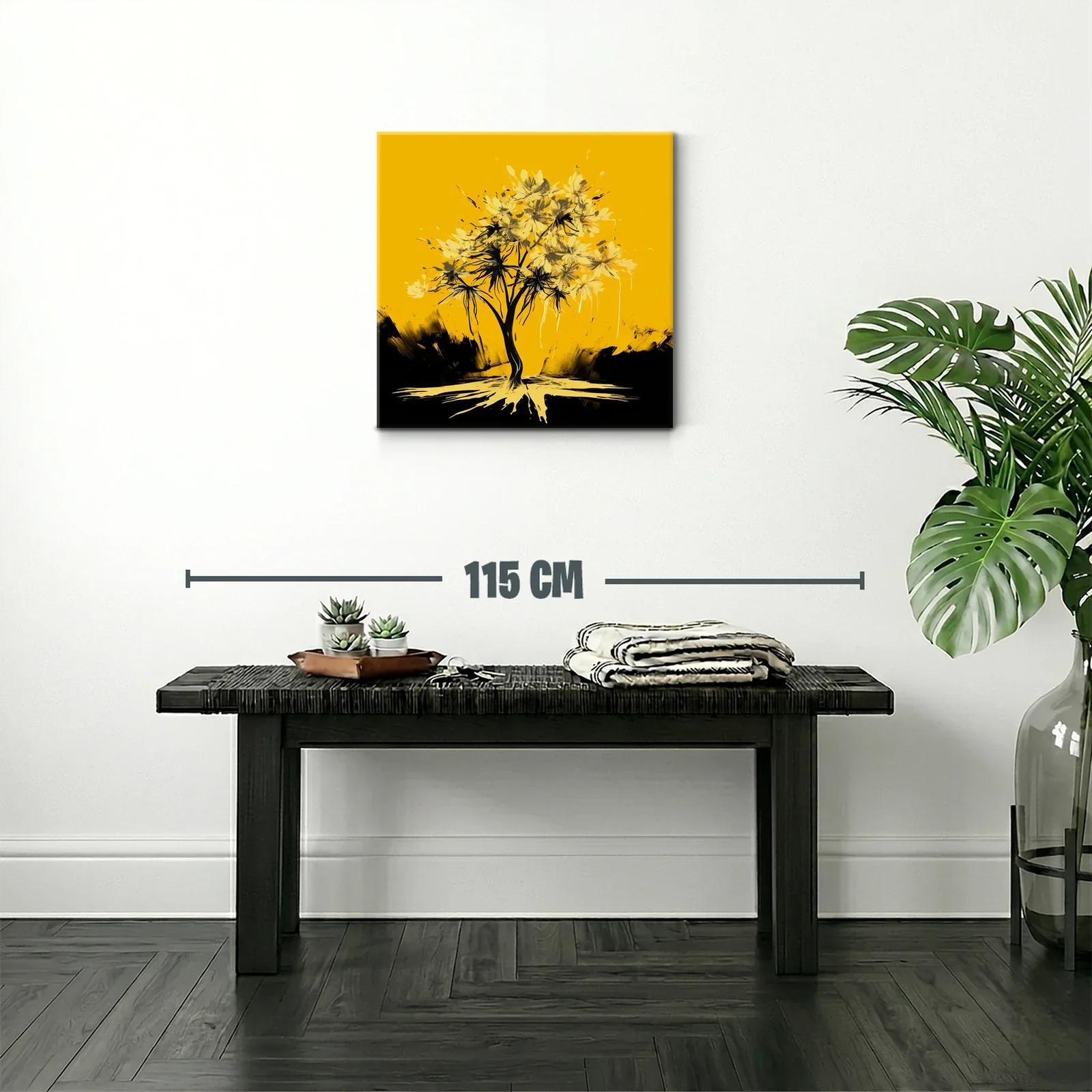 Árbol abstracto con flores amarillas sobre fondo vibrante — miniatura 2