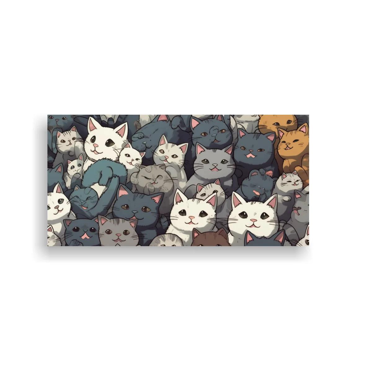 Cuadro grupo de gatos en patrón denso — imagen principal
