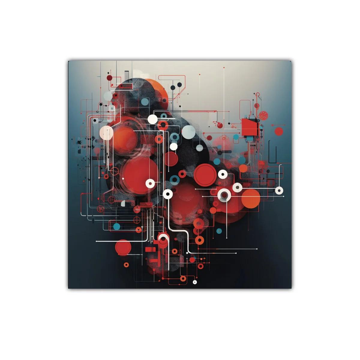Cuadro decorativo con formas geométricas en tonos rojos y negros — imagen principal