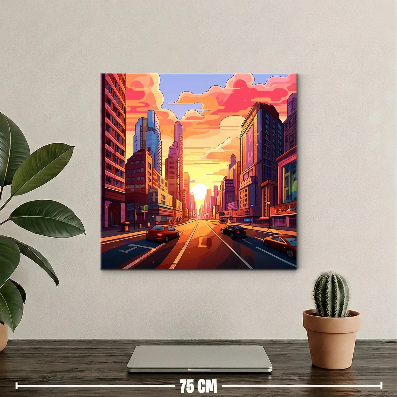 Atardecer vibrante en bulliciosa avenida urbana — miniatura 2