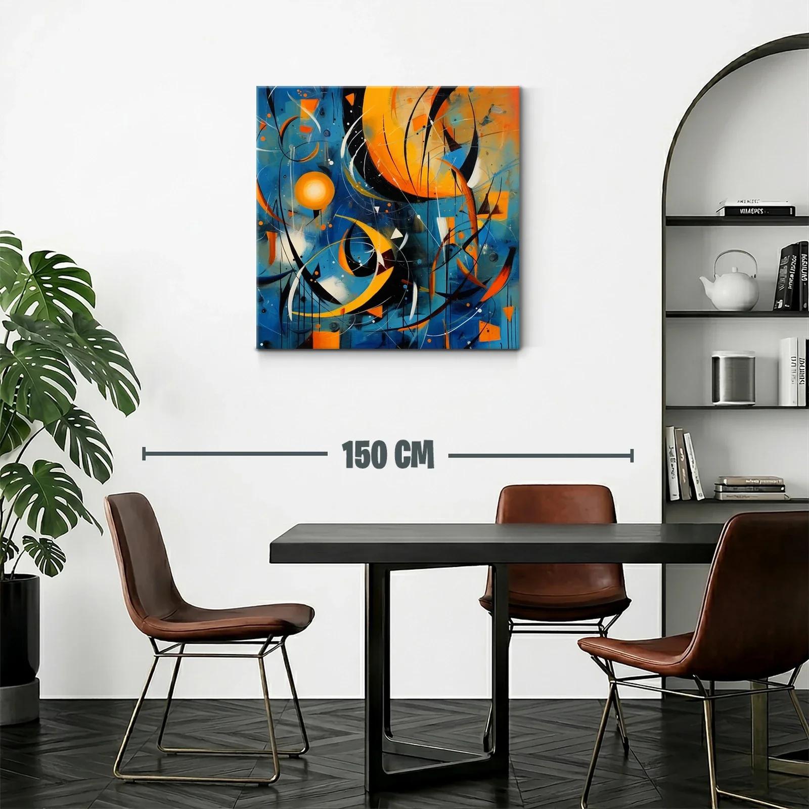 Composición dinámica en tonos azul y naranja vibrante — miniatura 2
