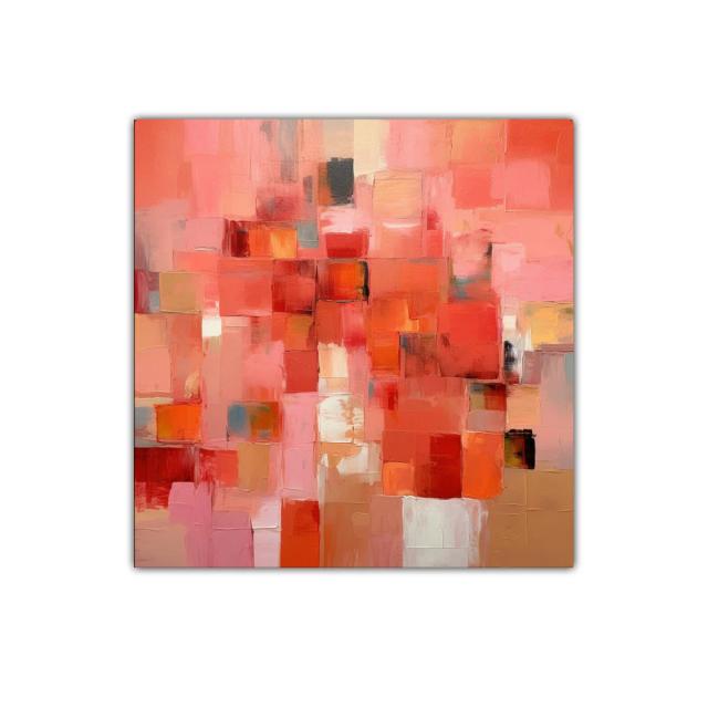 Cuadro abstracto con intensos tonos rojos y rosas