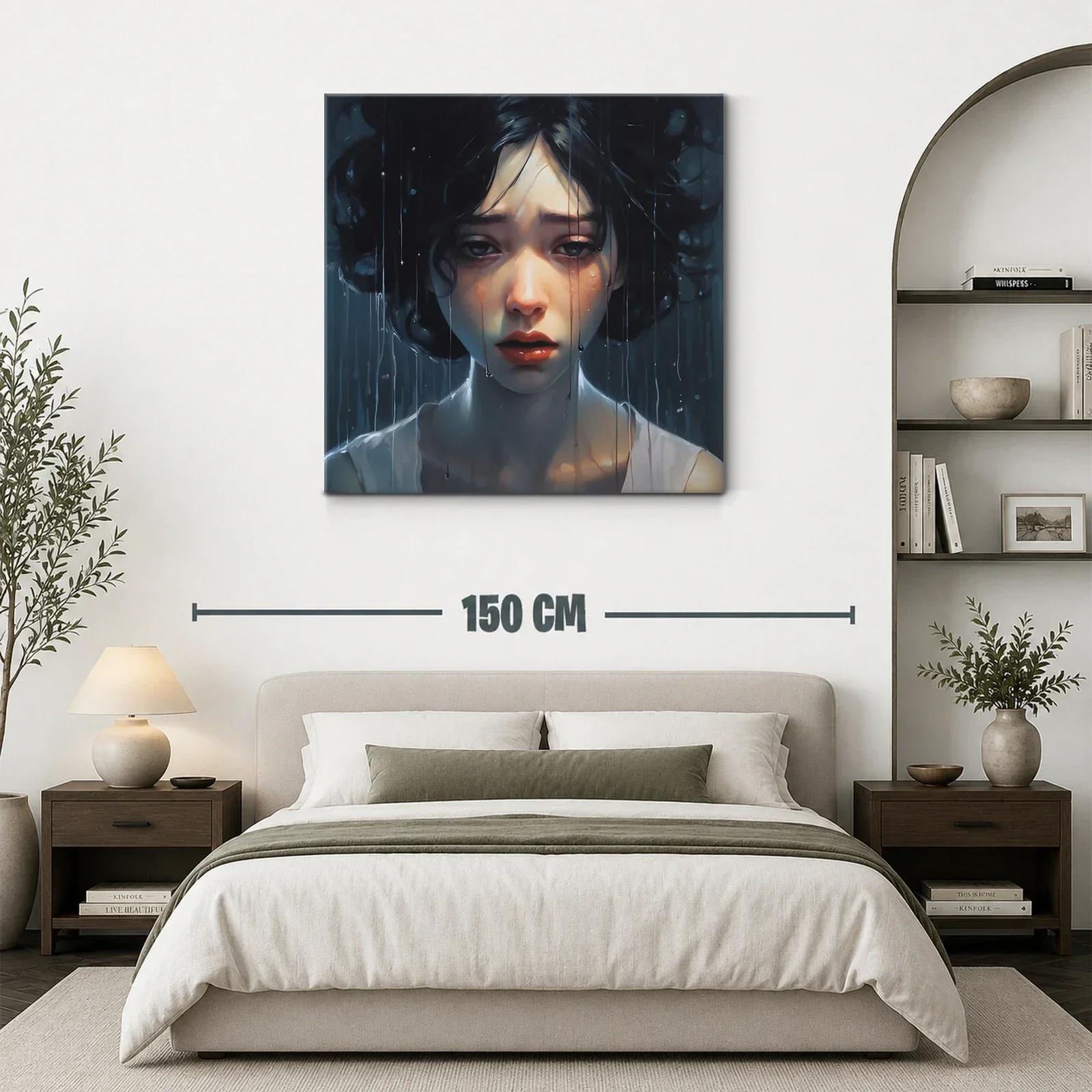 Melancolía en mirada femenina con toque de lluvia — miniatura 3