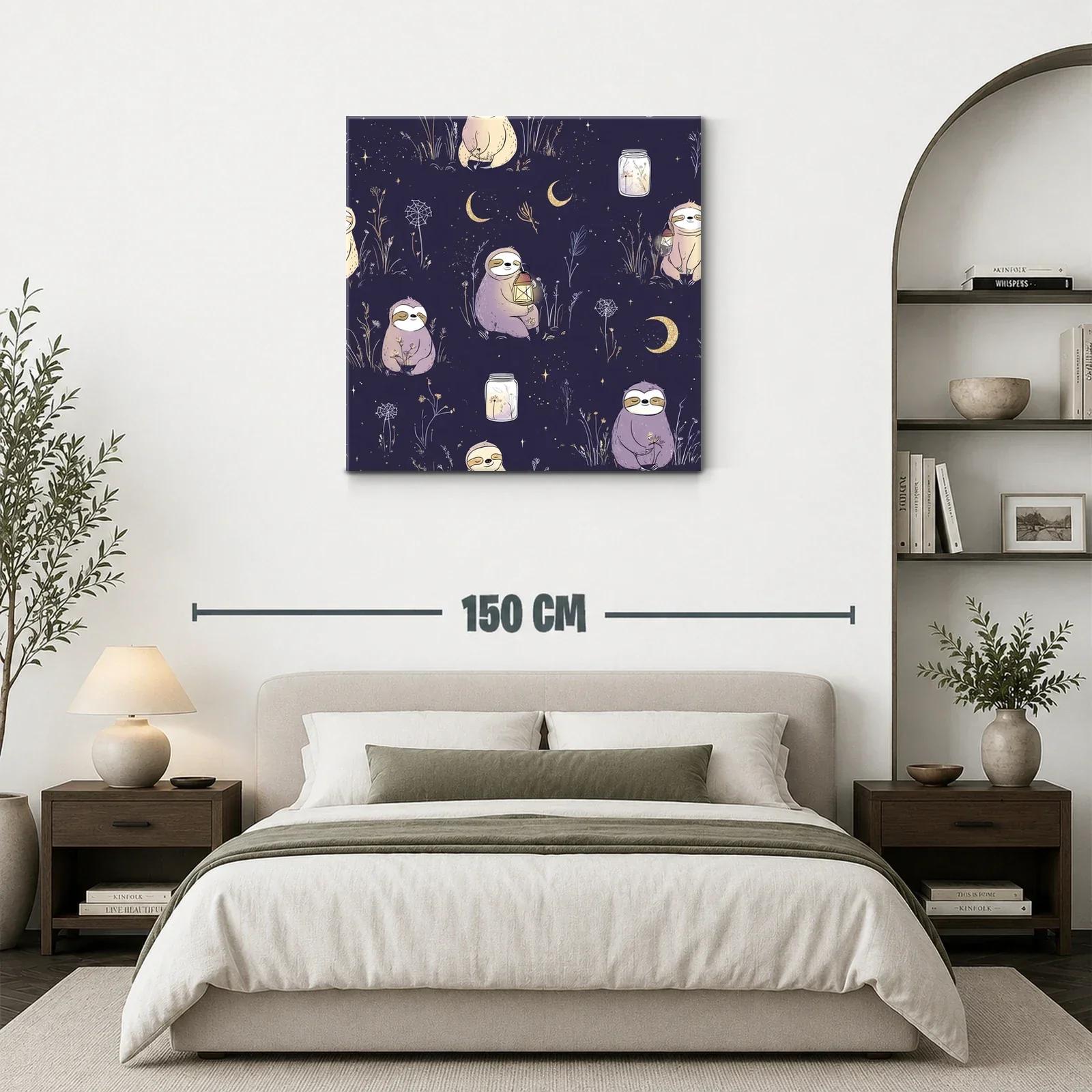 Cuadro infantil con perezosos y lunares dorados para habitación — miniatura 3