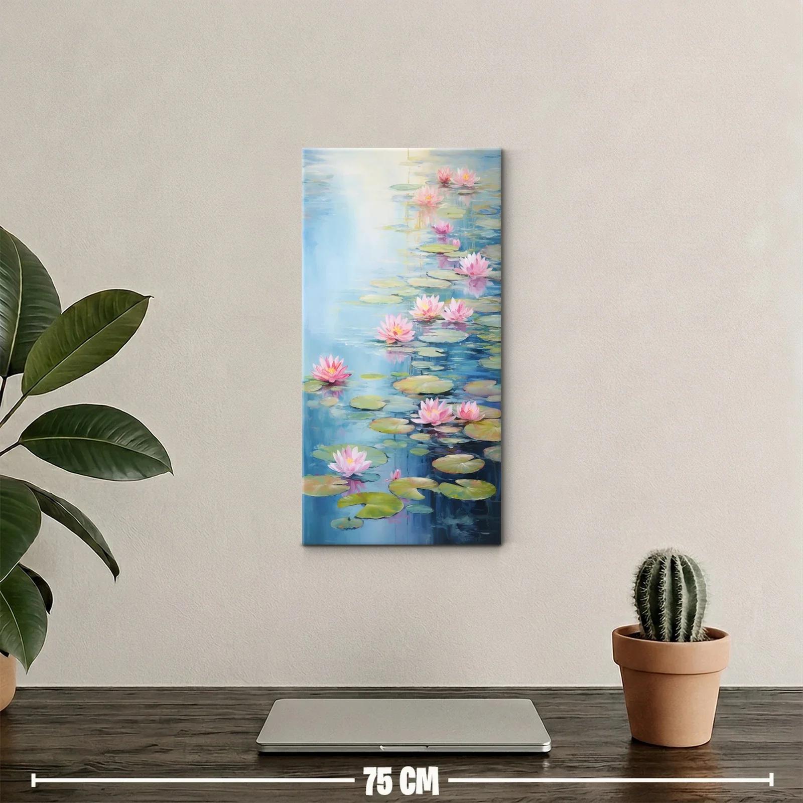 Cuadro nenúfares rosas en agua luminosa — miniatura 2