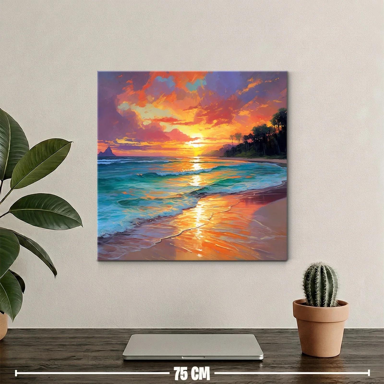 Atardecer vibrante en playa tropical con reflejos dorados — miniatura 2