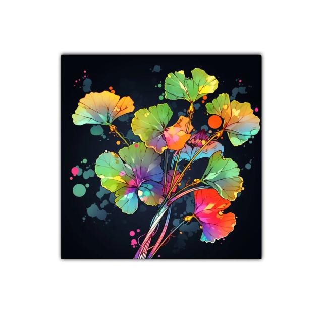 Cuadro decorativo de hojas multicolor vibrantes y abstractas