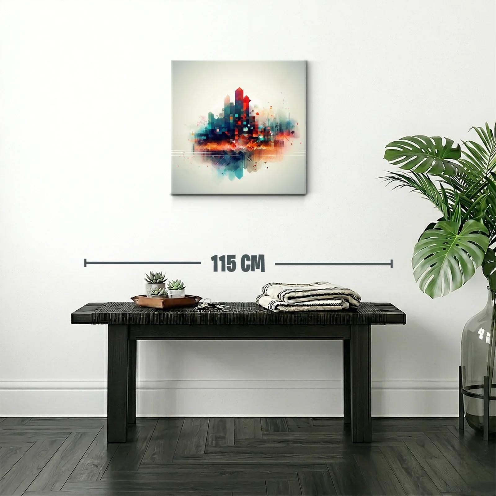 Composición abstracta con tonos cálidos y fríos en equilibrio — miniatura 2