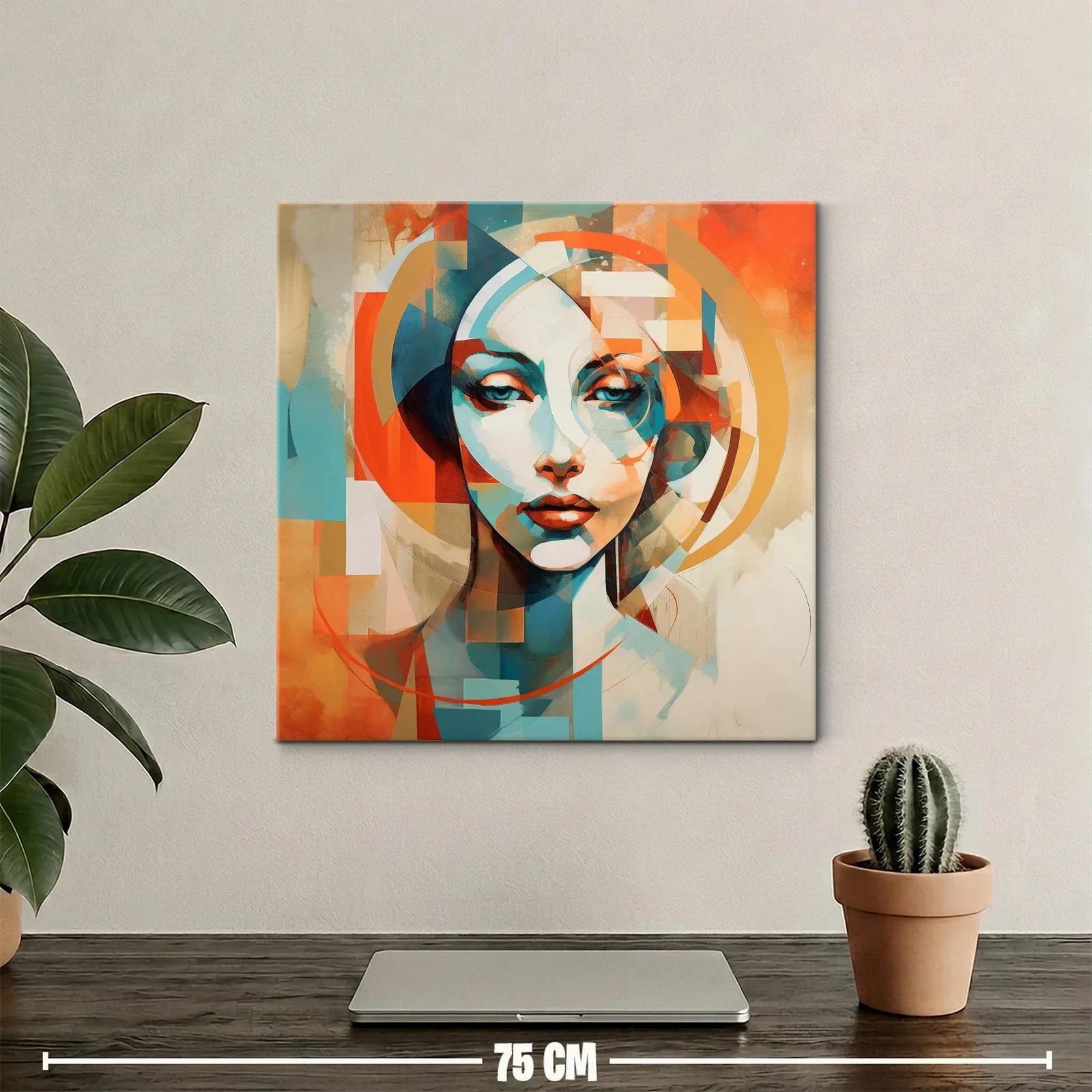 Retrato moderno en tonos cálidos y azules vibrantes — miniatura 2