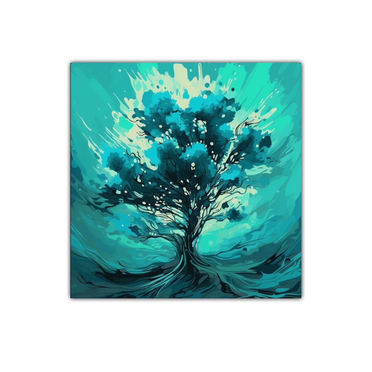 Árbol vibrante en tonos azul y turquesa para decorar — imagen principal
