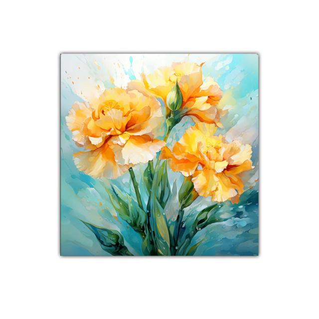 Cuadro decorativo con flores amarillas vibrantes y verdes frescos