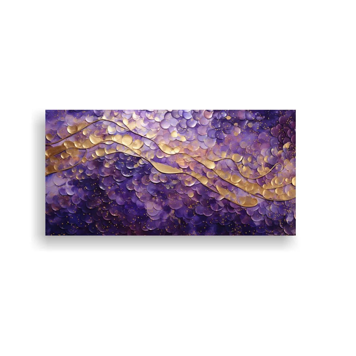 Cuadro ondas abstractas doradas en violeta — imagen principal