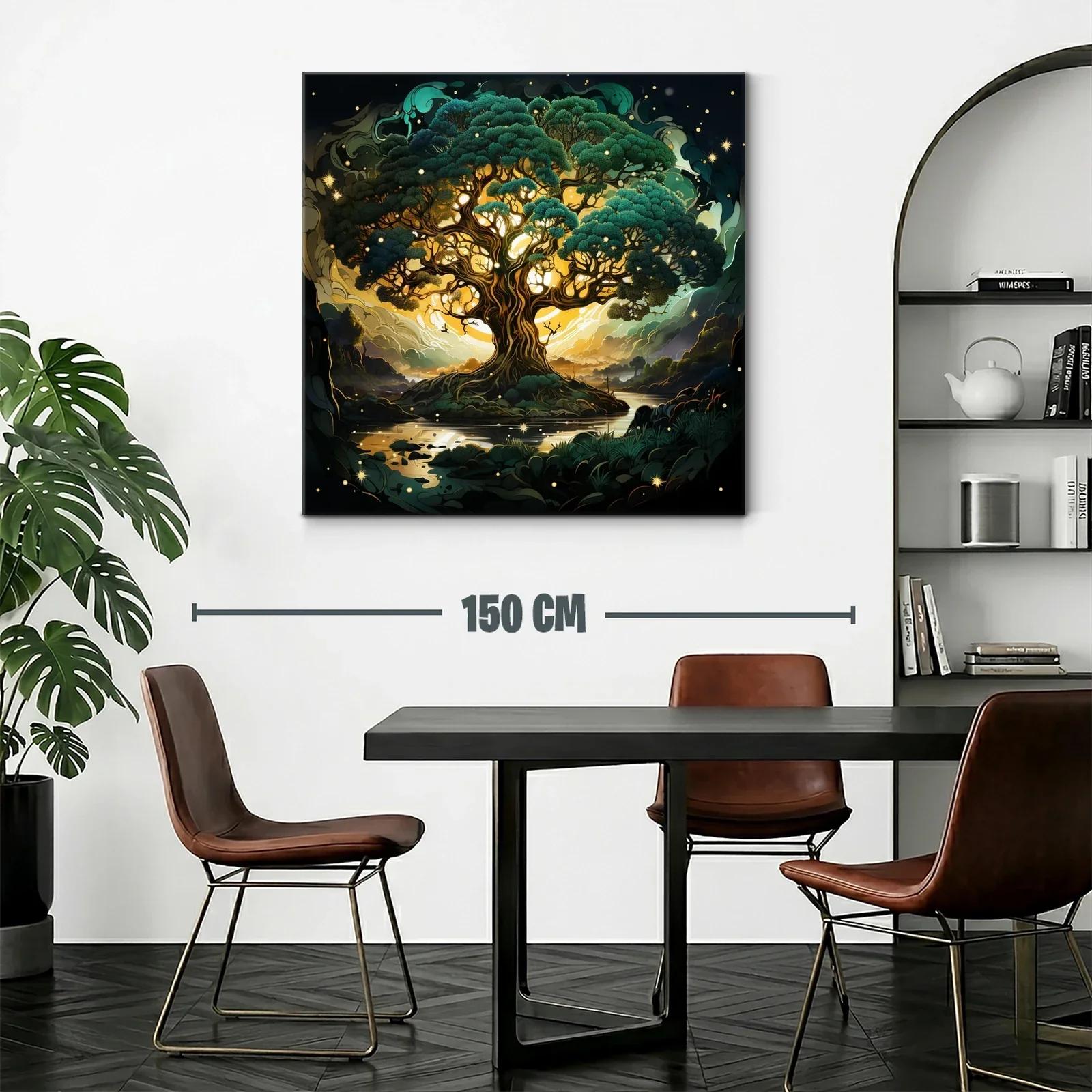 Árbol mágico iluminado con tonos verdes y dorados — miniatura 2