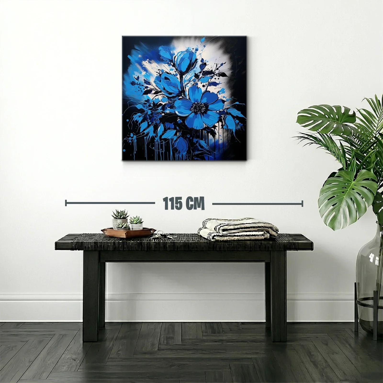 Flores azules vibrantes en contraste oscuro — miniatura 2
