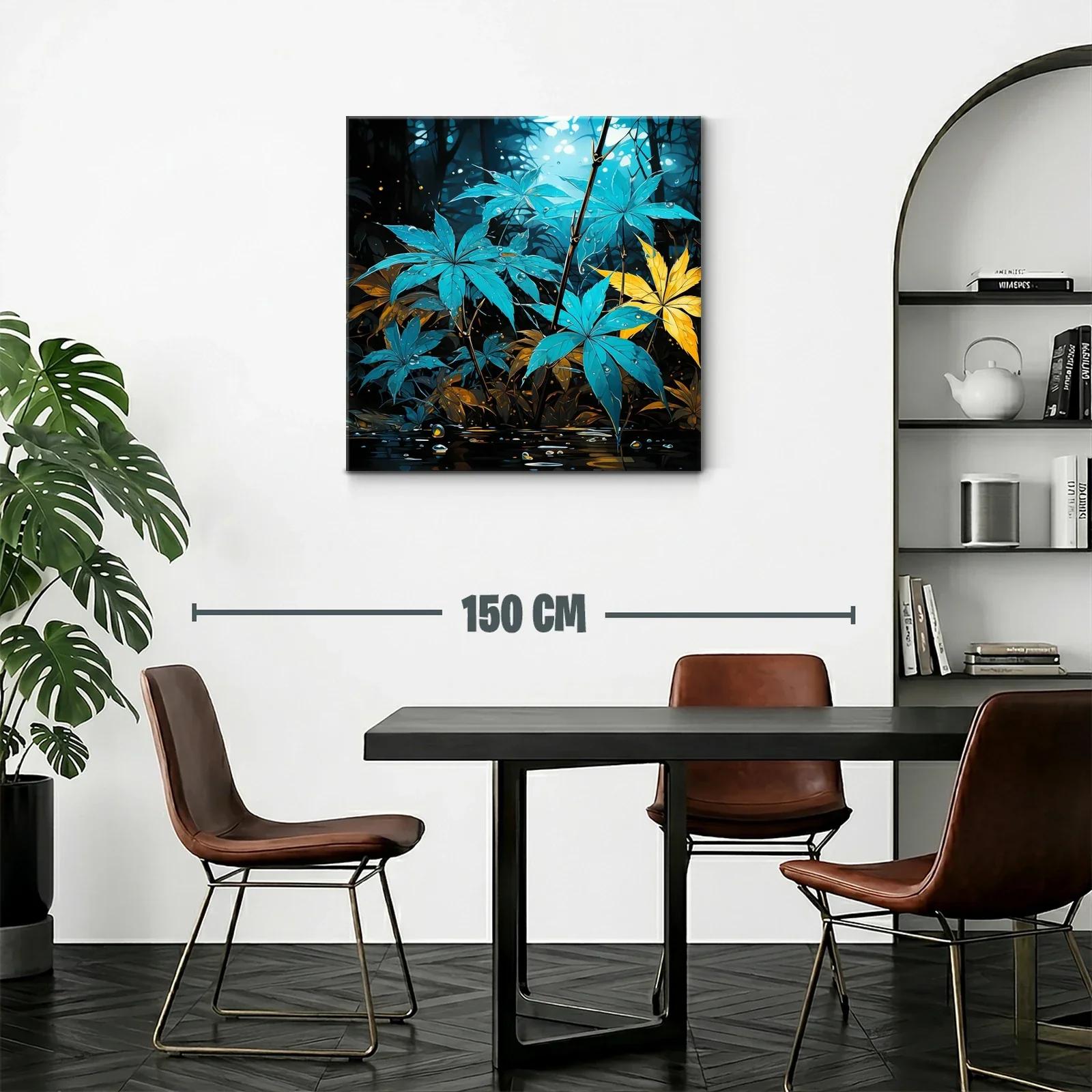 Hojas vibrantes entre luces y naturaleza azul y amarilla — miniatura 2