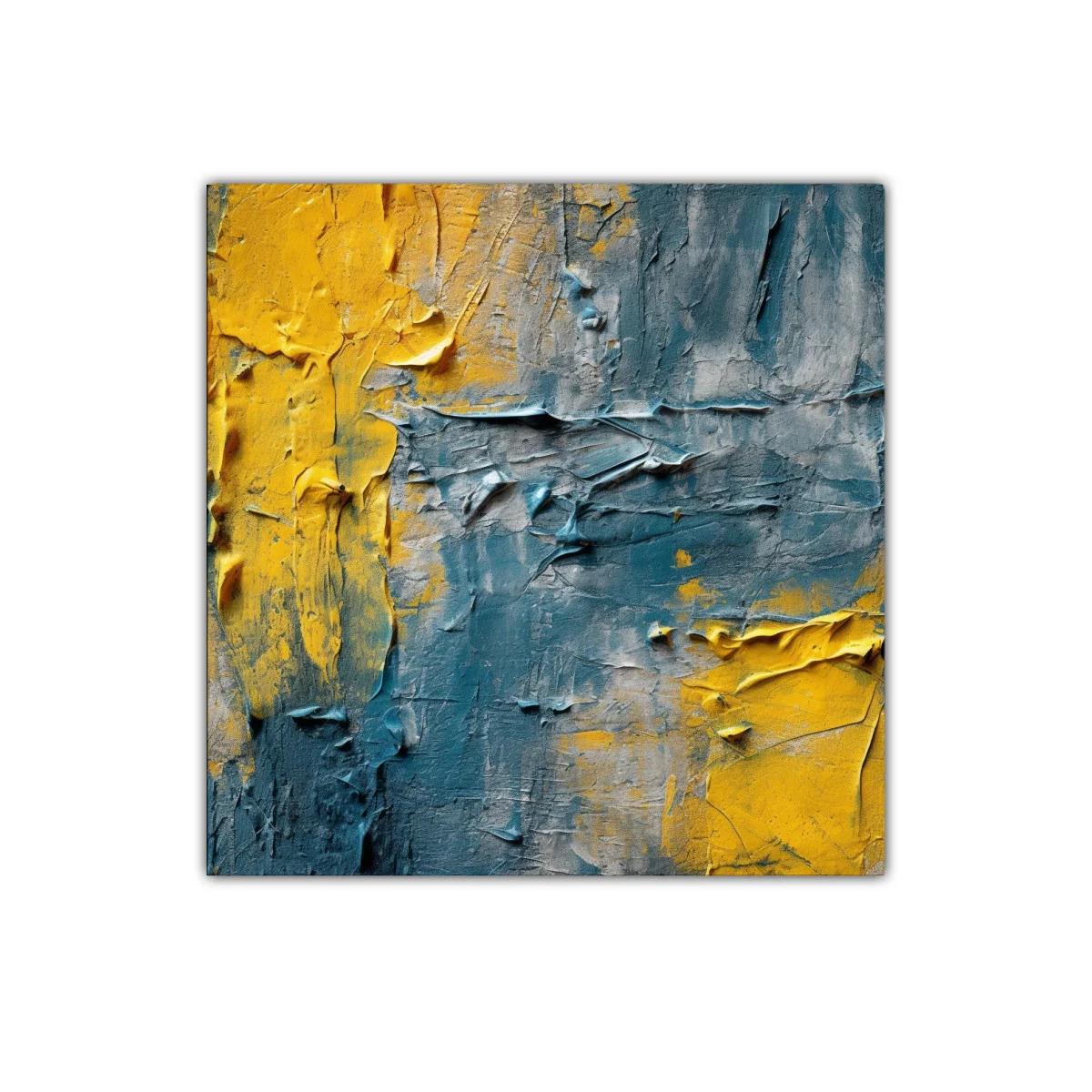 Cuadro abstracto con texturas en tonos amarillo y azul — imagen principal