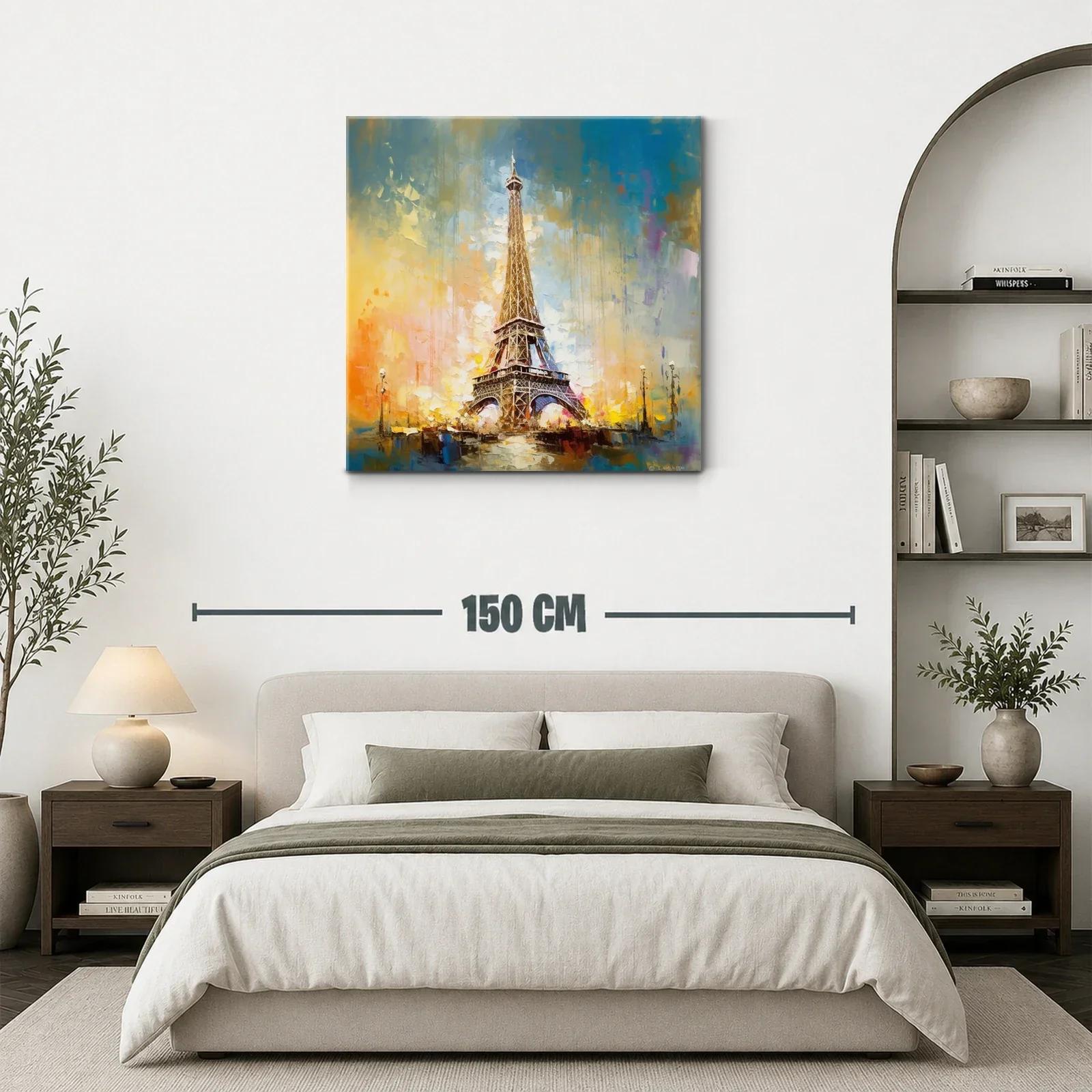 Cuadro Torre Eiffel con tonos cálidos y cielo azul brillante — miniatura 3