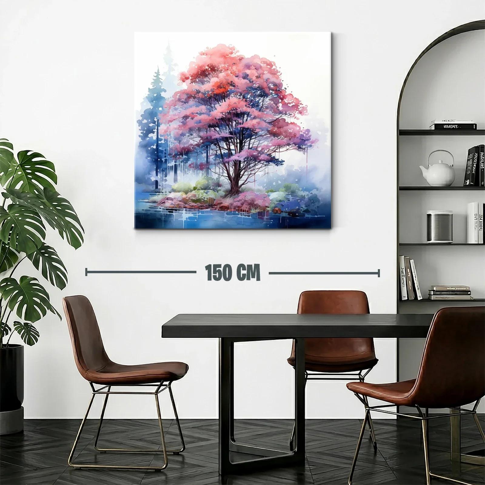 Árbol en tonos rosas y azules con paisaje onírico — miniatura 2