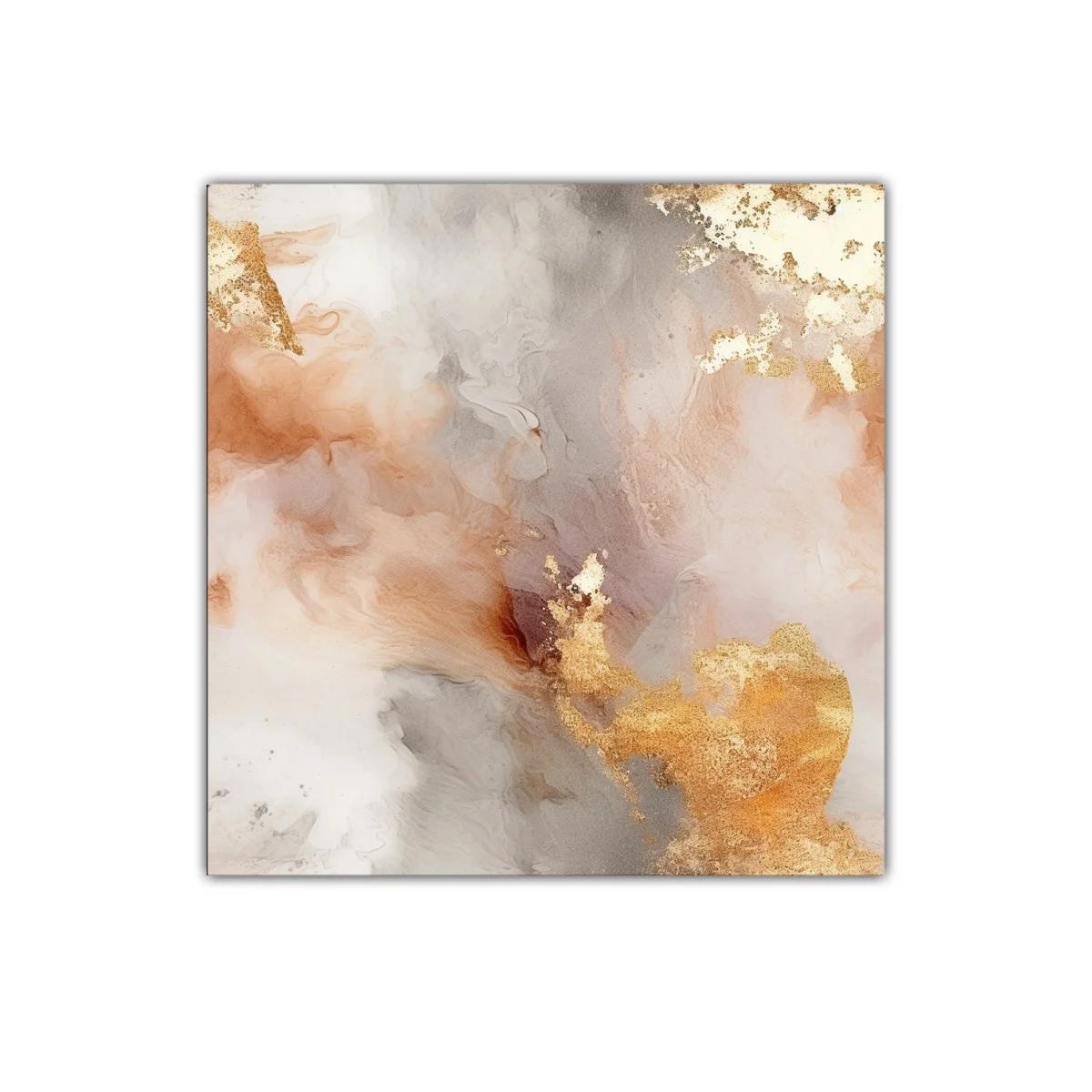 Cuadro decorativo abstracto con tonos tierra y dorados
