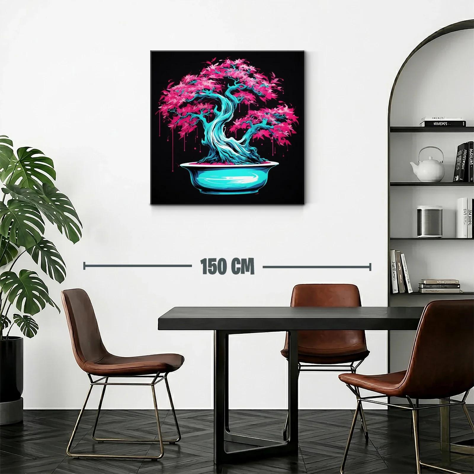 Árbol bonsái vibrante con tonos azul y rosa eléctrico — miniatura 2