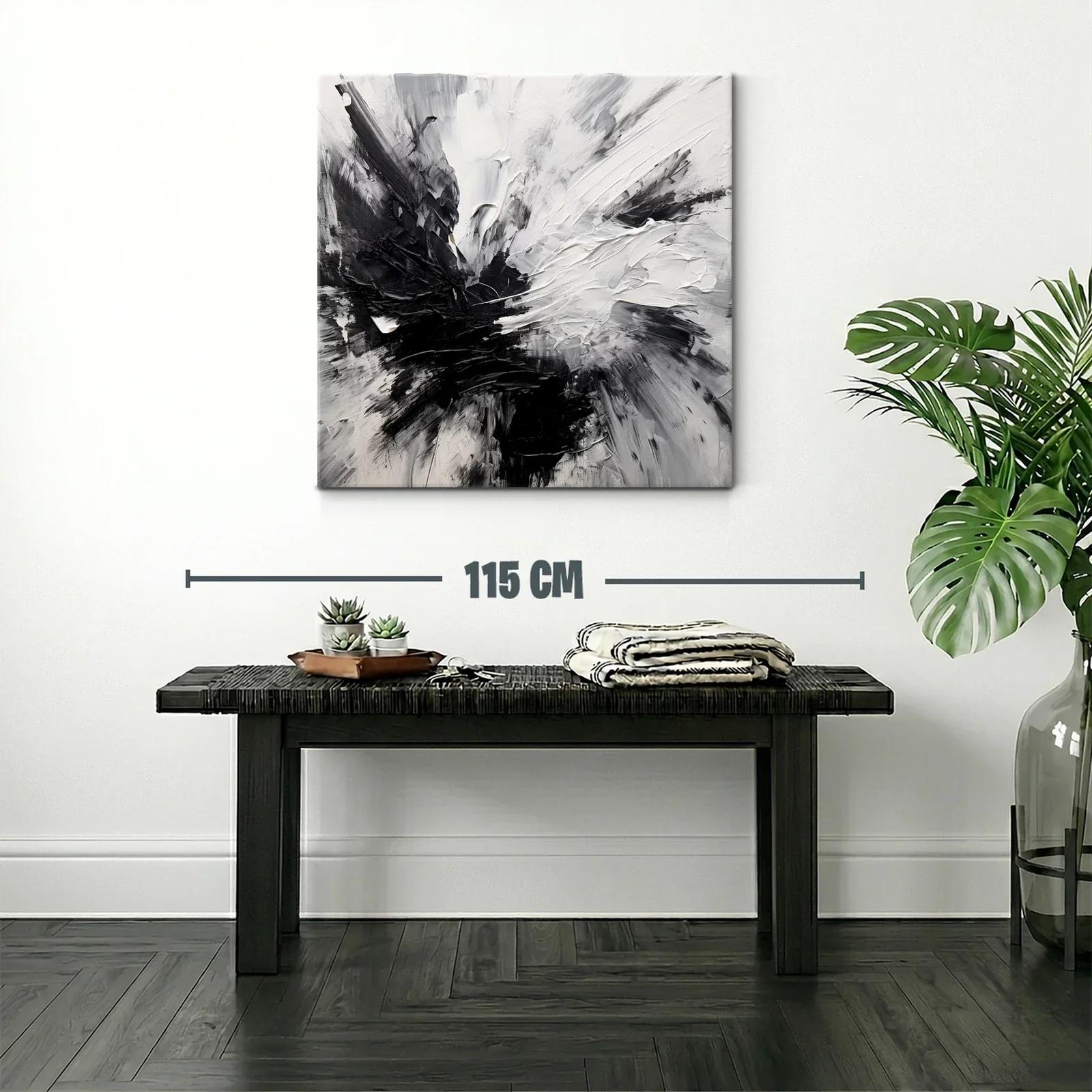 Composición abstracta en blanco y negro con textura dinámica — miniatura 2
