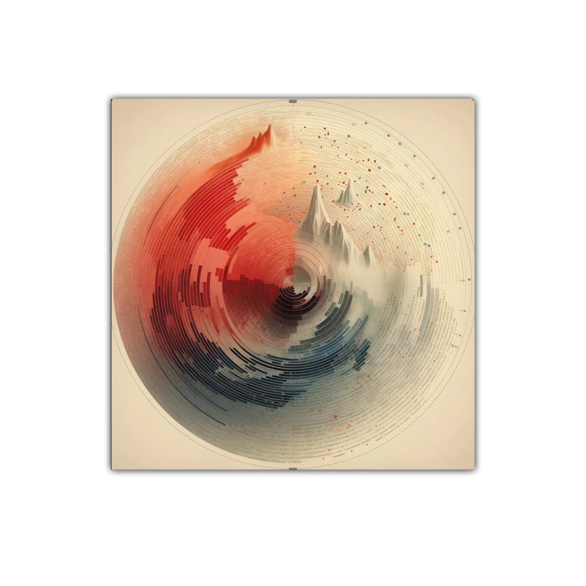 Composición circular abstracta con relieve y contraste cromático — imagen principal
