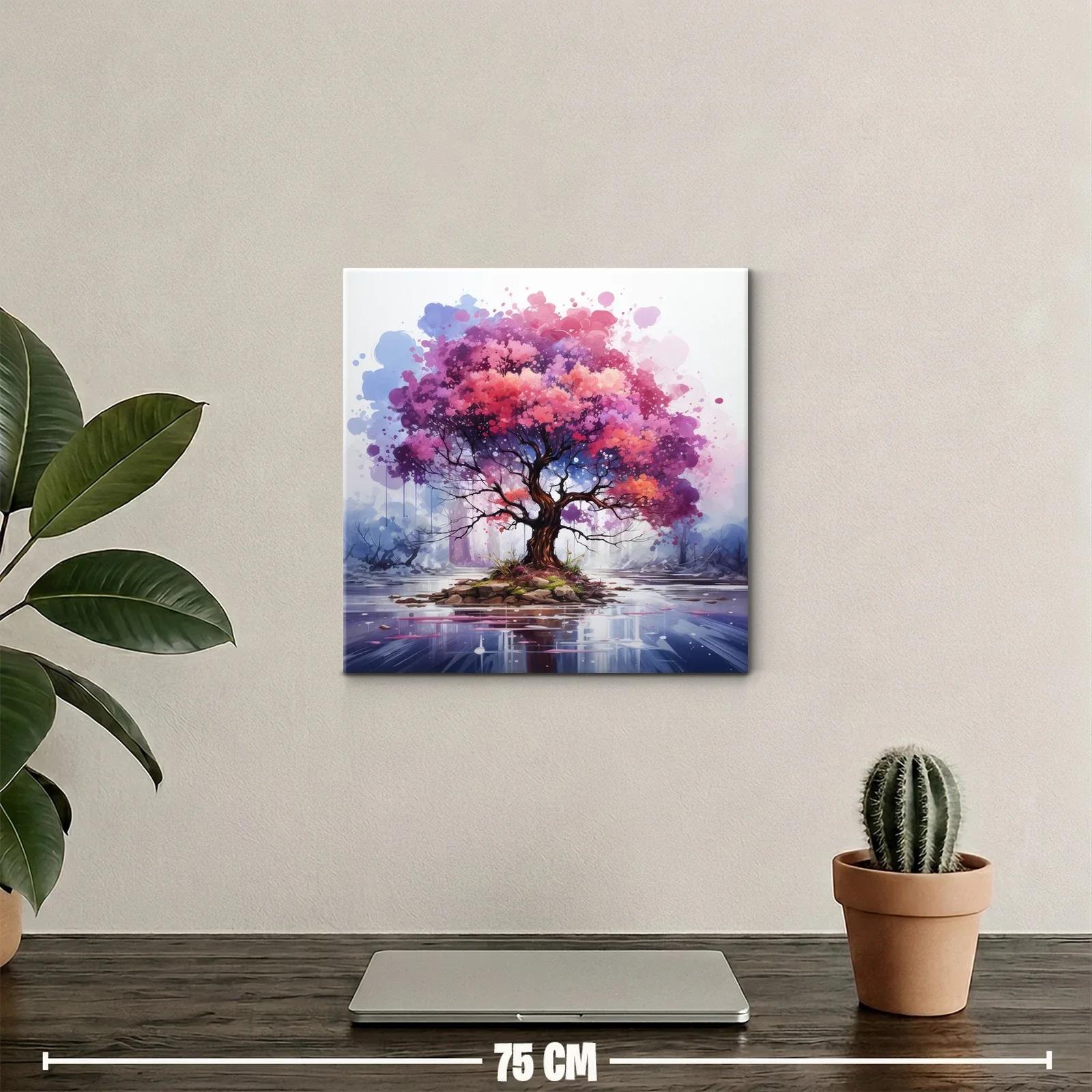 Árbol vibrante en isla rodeada de agua serena — miniatura 2