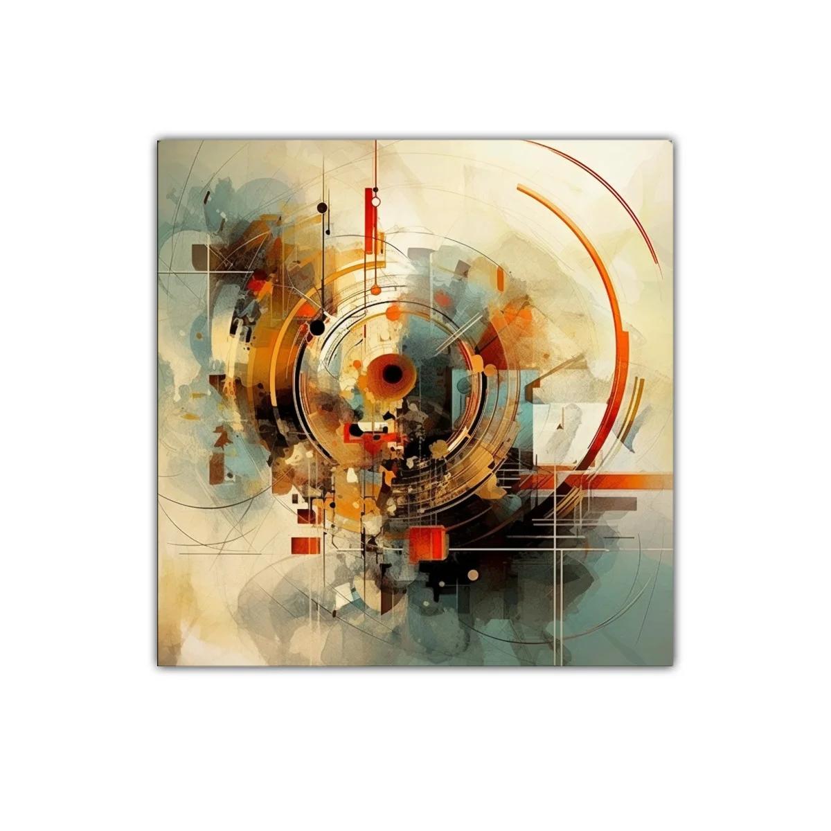 Composición abstracta con círculos y líneas en tonos cálidos — miniatura 1
