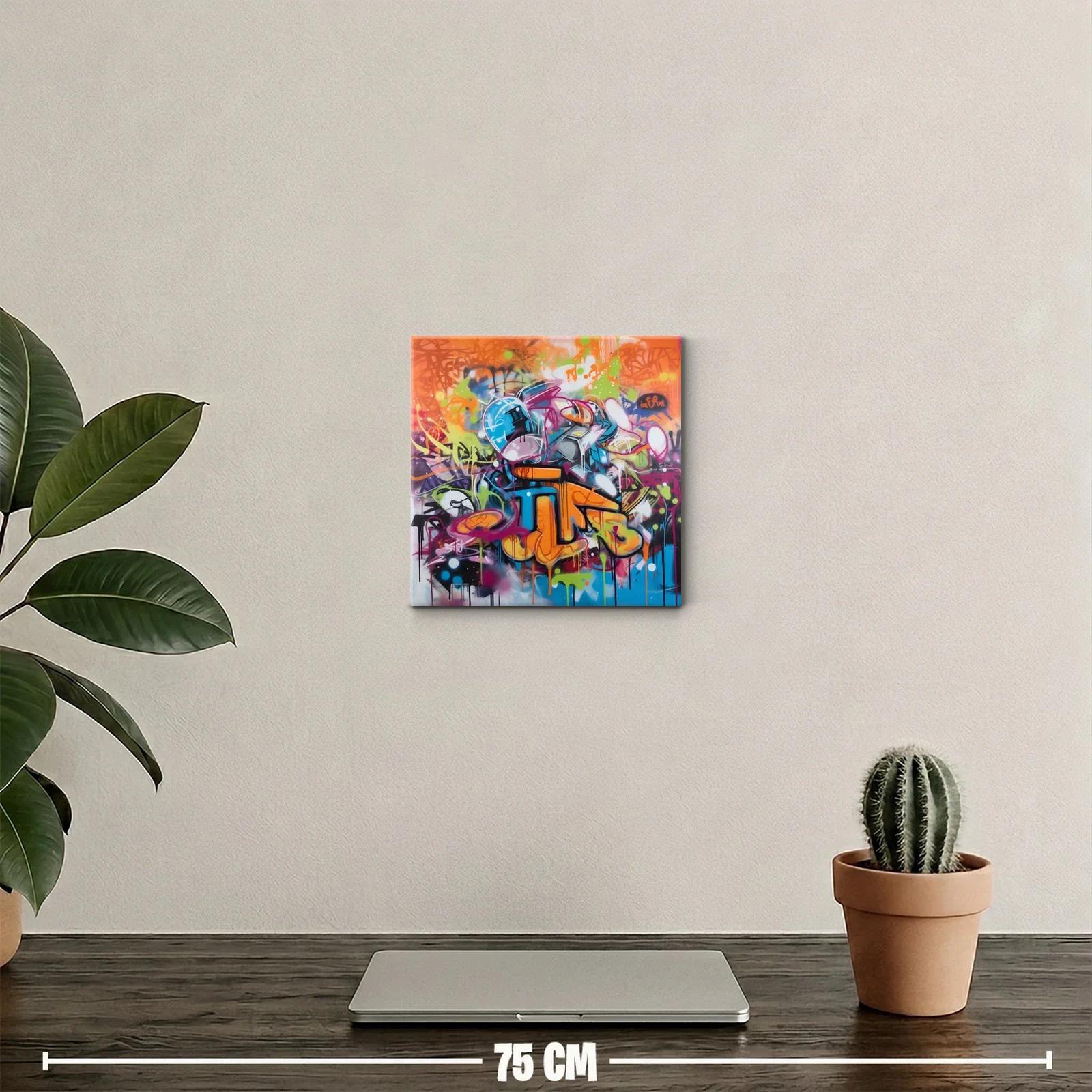 Cuadro colorido con arte urbano y estilo graffiti vibrante — miniatura 2