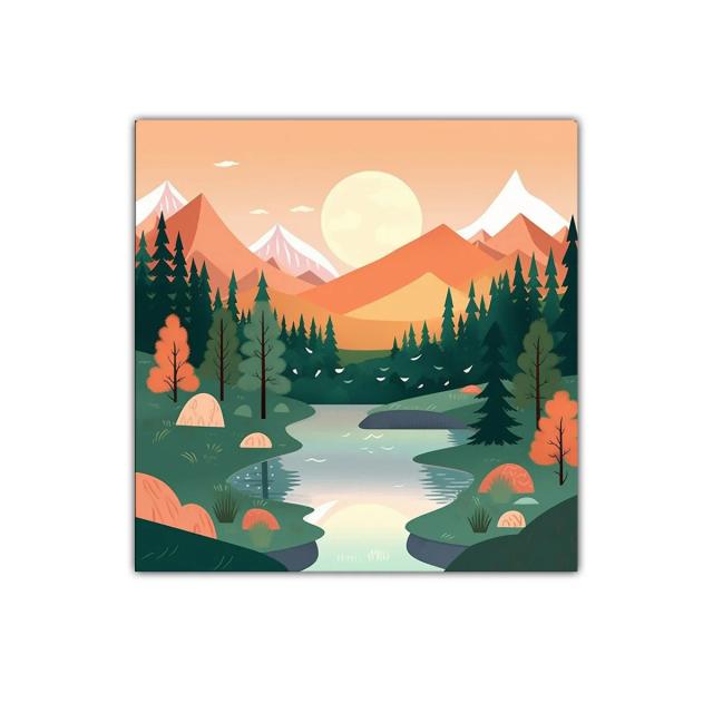 Paisaje sereno con río y montañas al atardecer