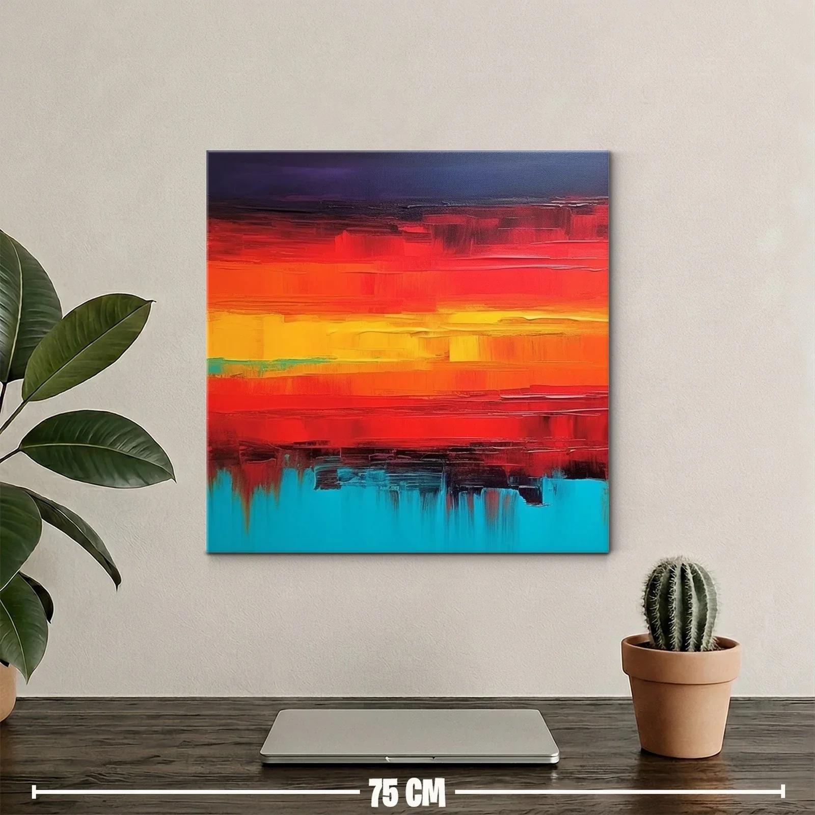 Cuadro abstracto con vibrantes tonos cálidos y fríos — miniatura 2