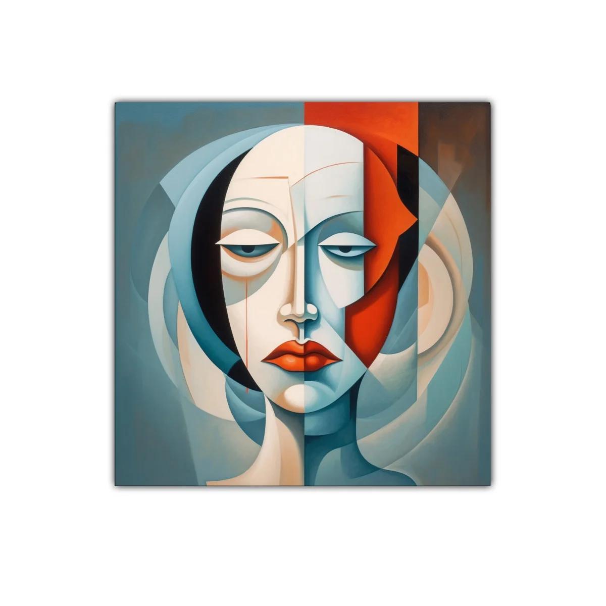 Retrato abstracto con contraste vibrante y expresión melancólica — imagen principal