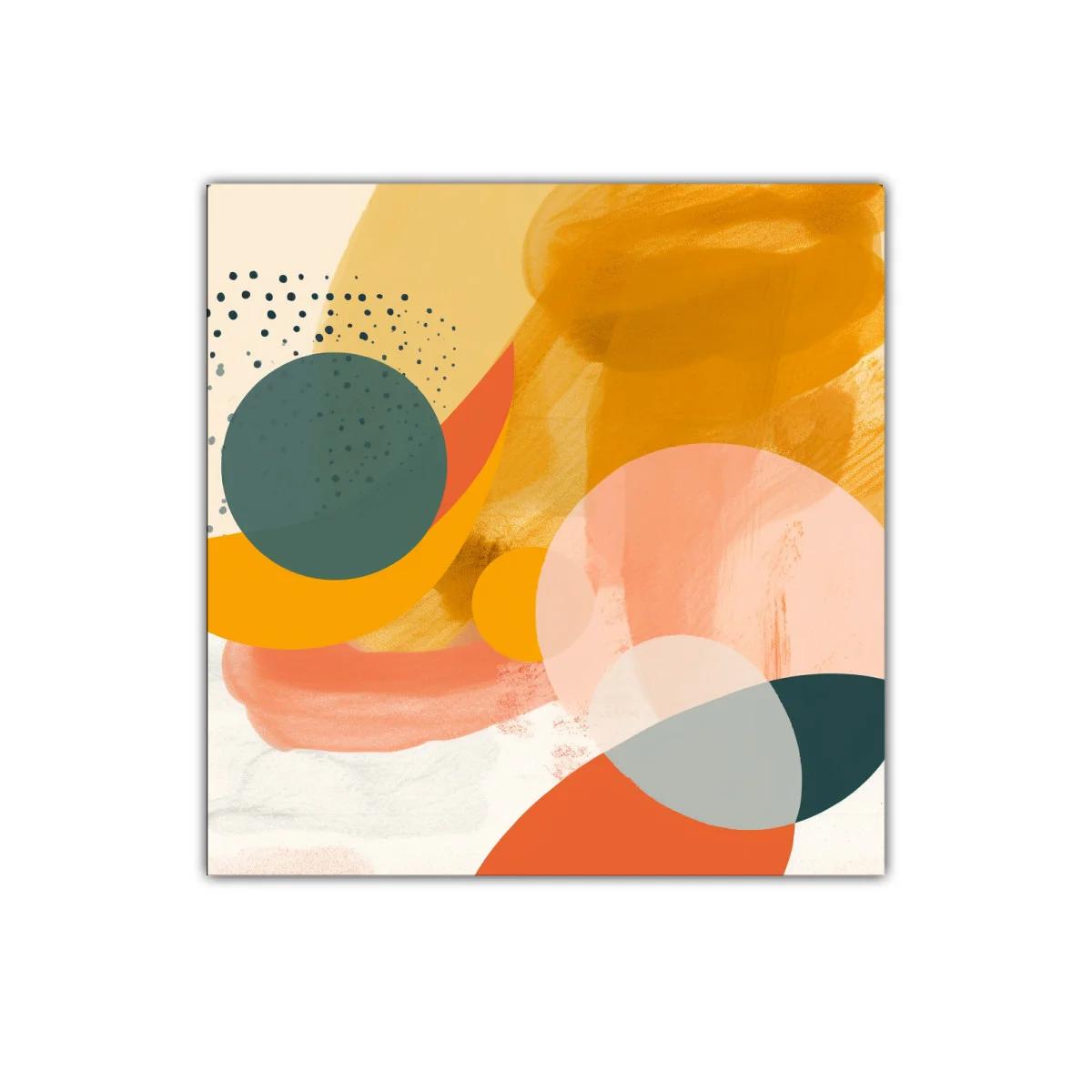 Cuadro decorativo con formas abstractas y colores cálidos