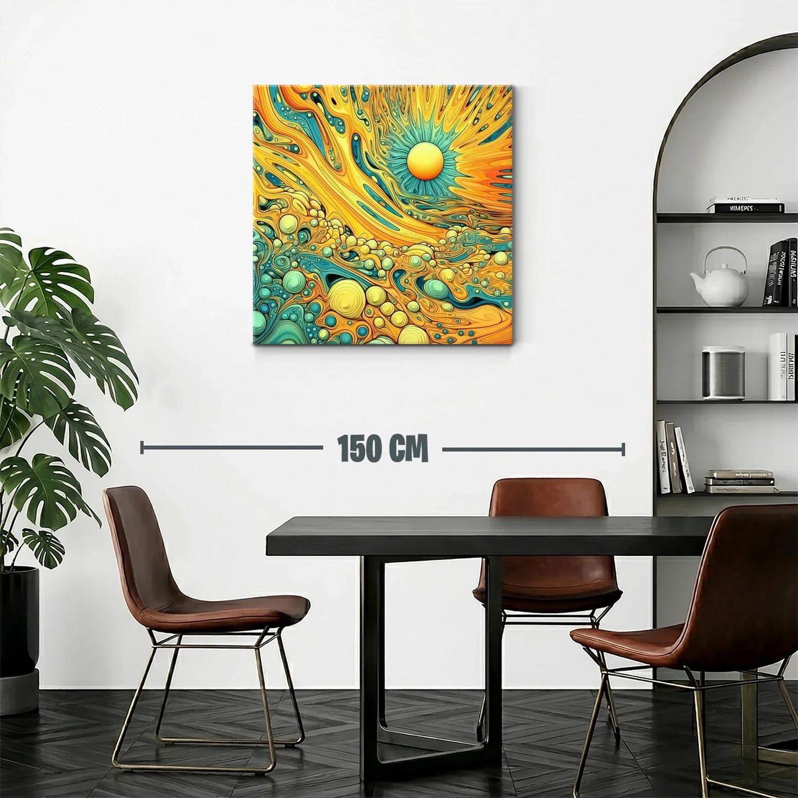Cuadro vibrante con patrones abstractos en amarillo y azul — miniatura 2
