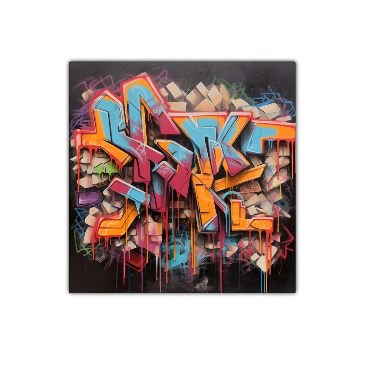 Cuadro urbano con grafiti colorido y efecto 3D — imagen principal