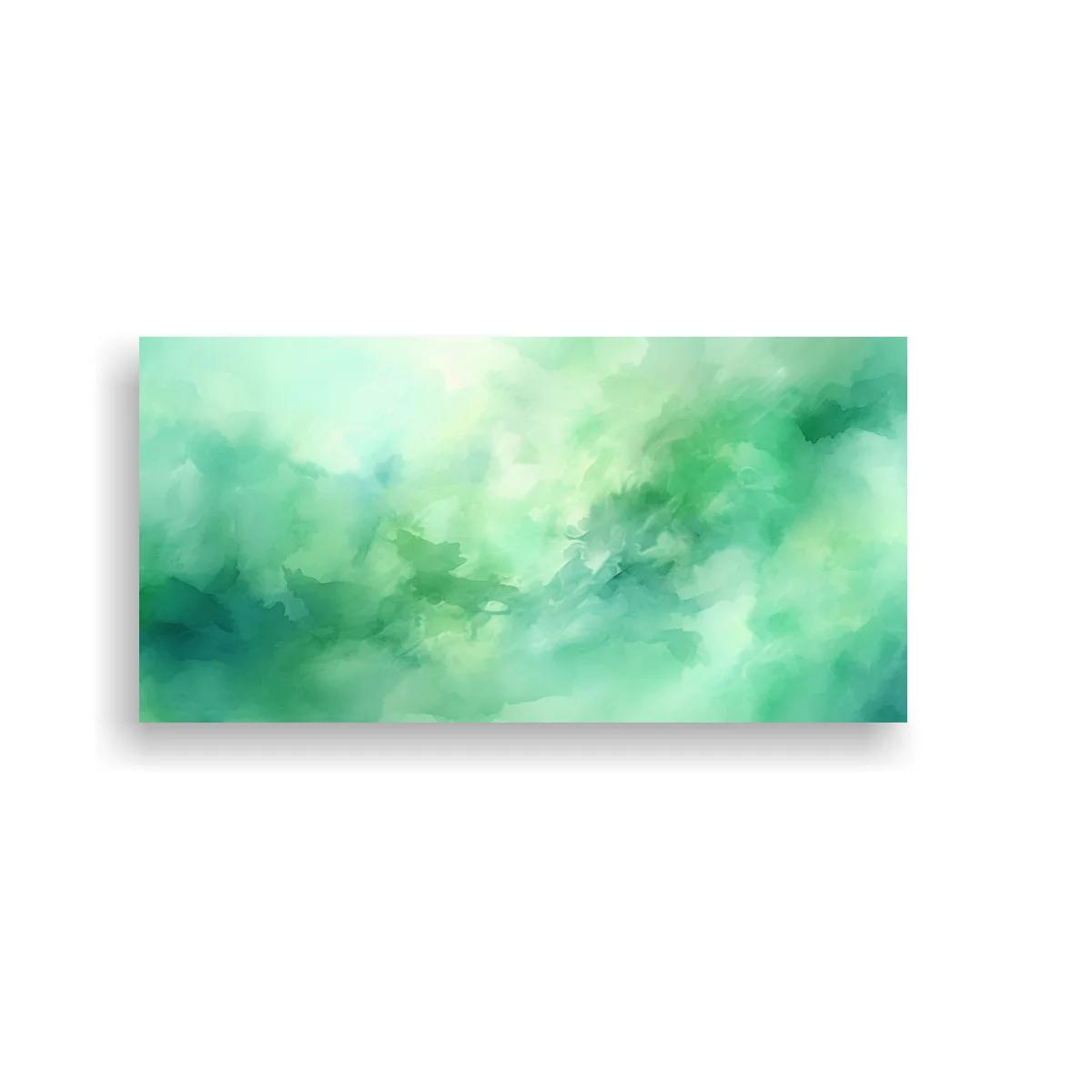 Cuadro nubes verdes abstractas con veladuras acuosas
