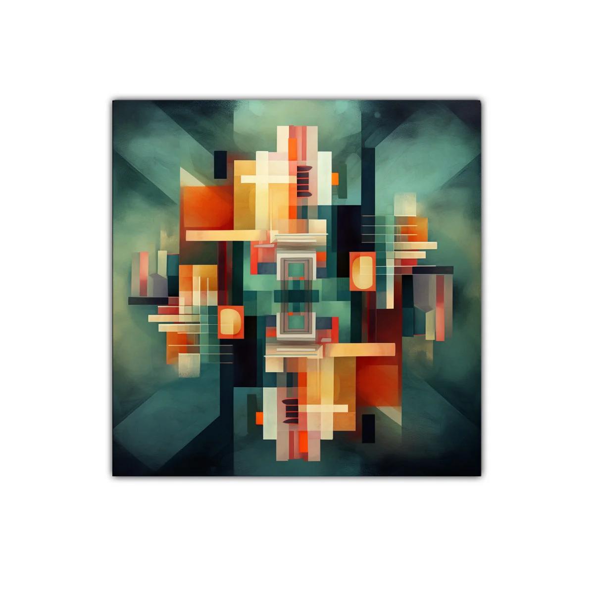 Composición geométrica con tonos cálidos y fríos equilibrados — imagen principal