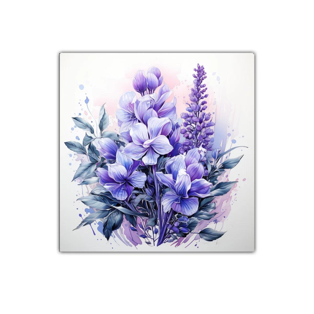 Cuadro decorativo con ramo floral en tonos violetas y lilas — imagen principal