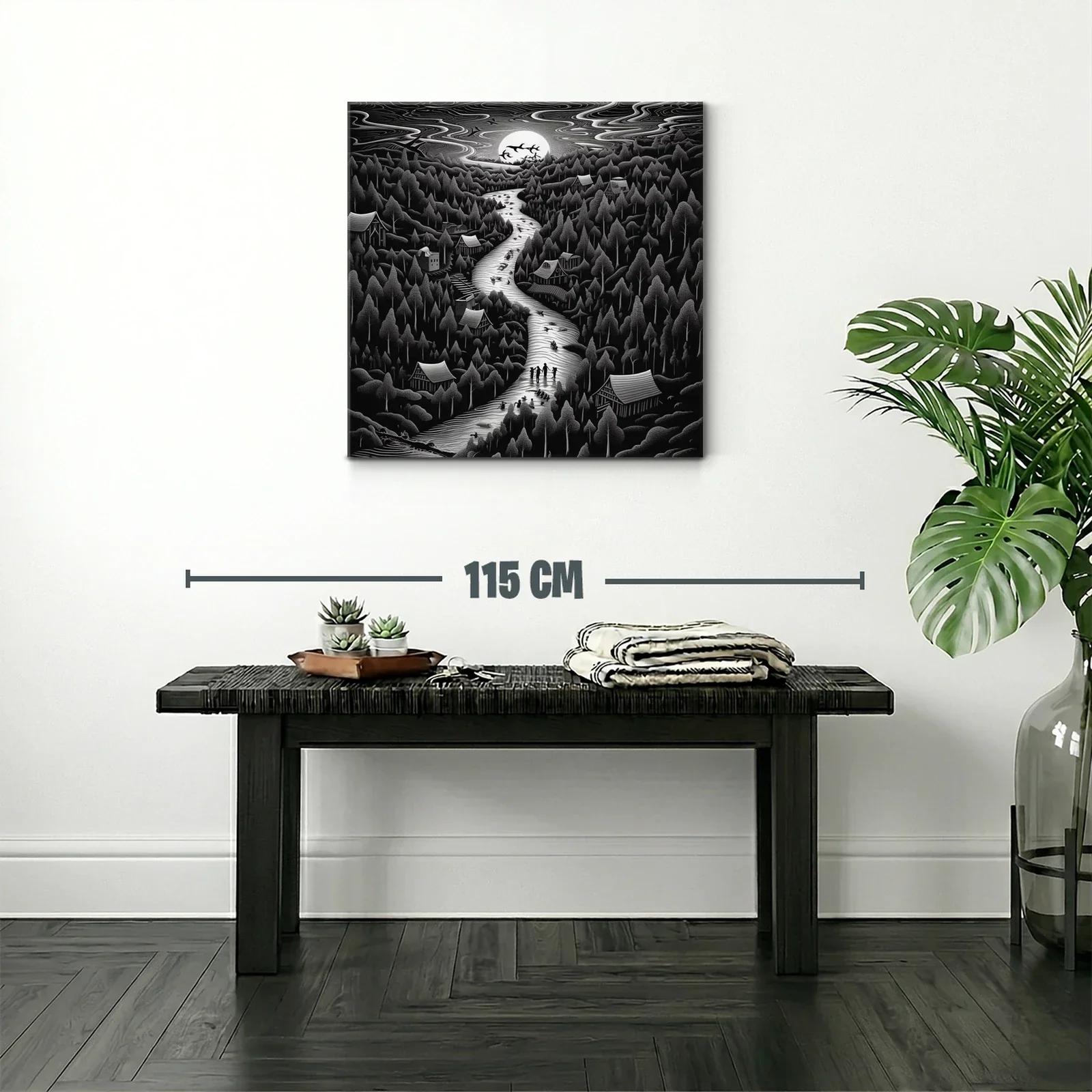 Paisaje nocturno con río y árboles bajo la luna llena — miniatura 2