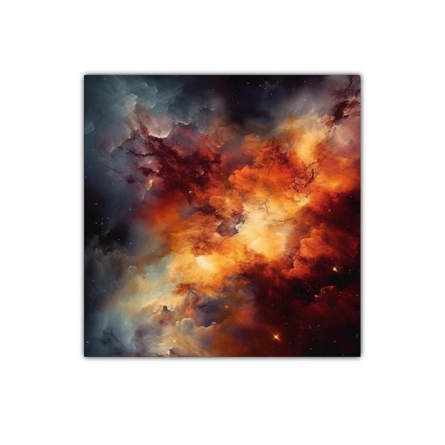 Cuadro decorativo con explosión cósmica en tonos cálidos