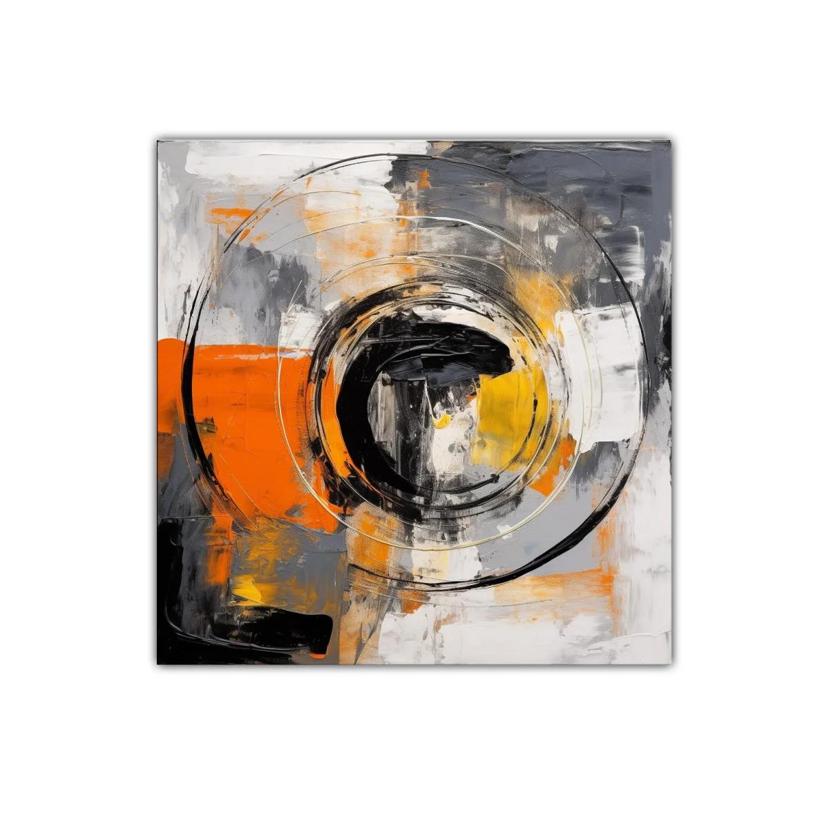 Cuadro abstracto con círculos y tonos cálidos vibrantes