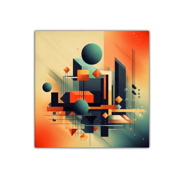 Composición abstracta con formas geométricas y colores vibrantes