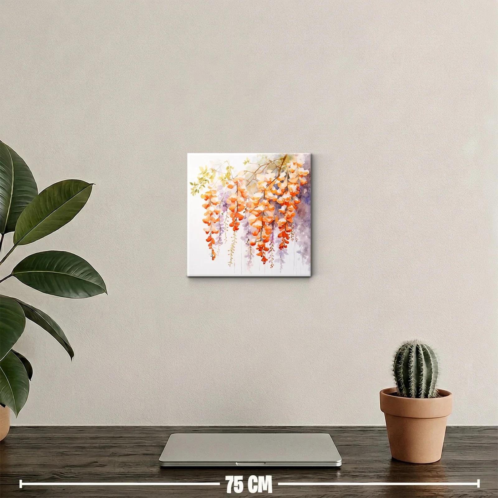 Cuadro decorativo con racimos florales en tonos cálidos — miniatura 2