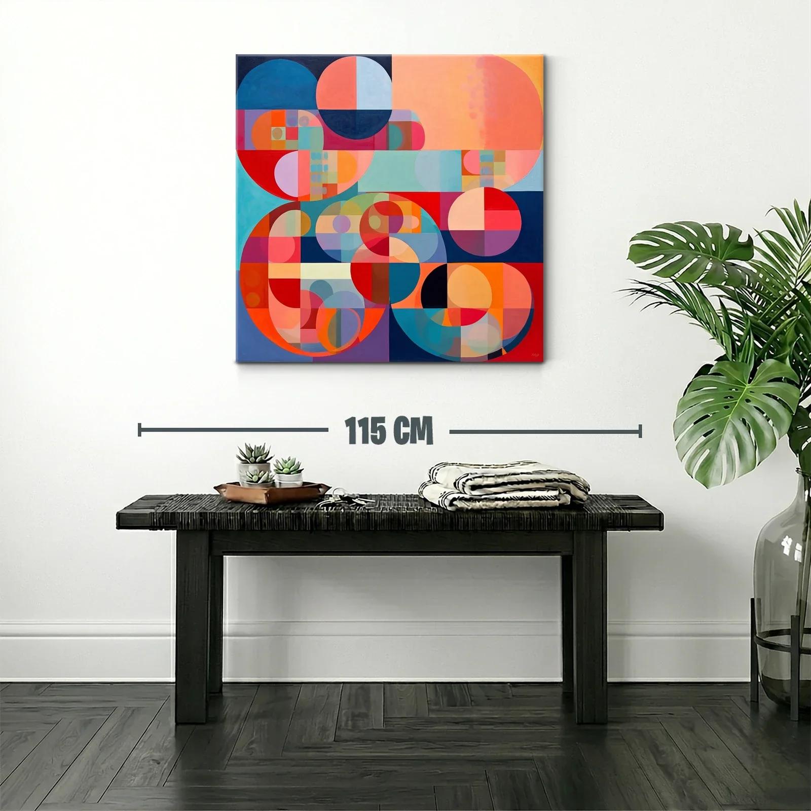 Cuadro abstracto con formas circulares y paleta vibrante — miniatura 2