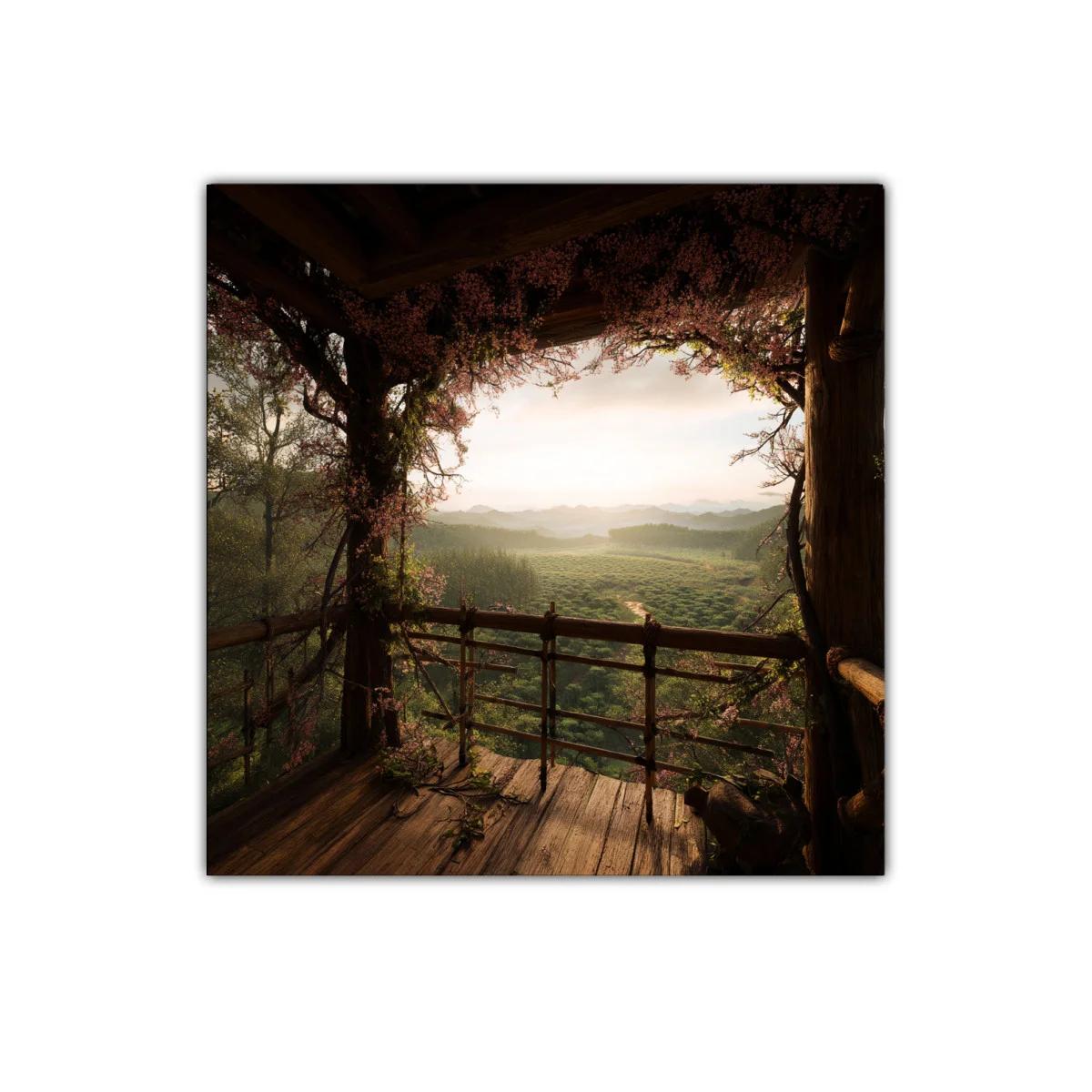 Vistas Naturales Desde Terraza Entre Flores y Madera — imagen principal