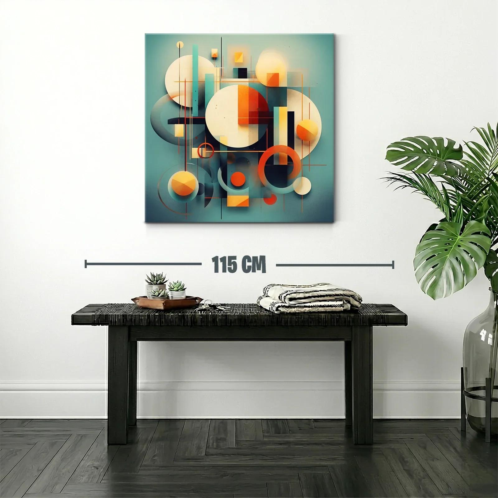 Composición abstracta con círculos y líneas en tonos cálidos y fríos — miniatura 2