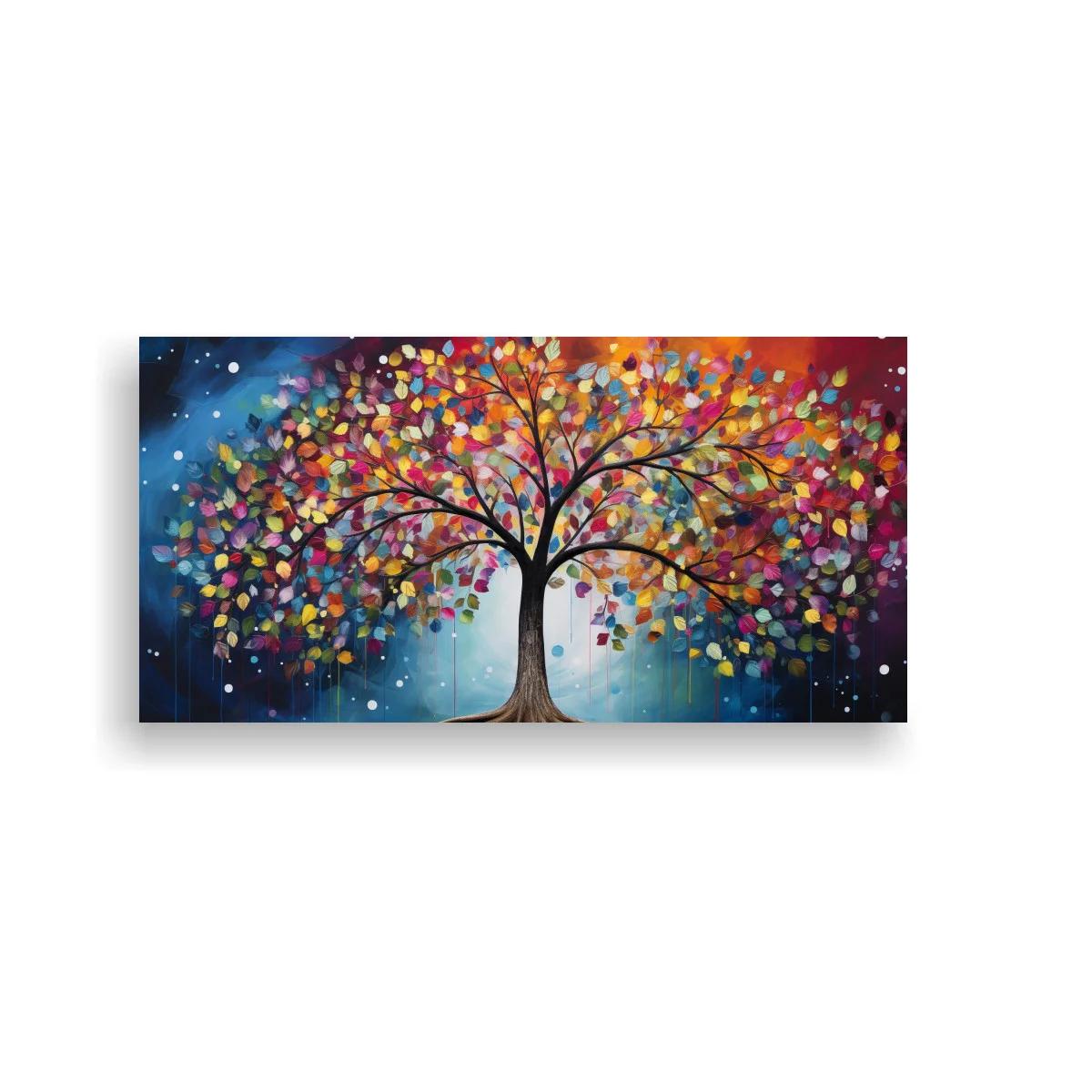 Cuadro Árbol de la Vida con hojas multicolor